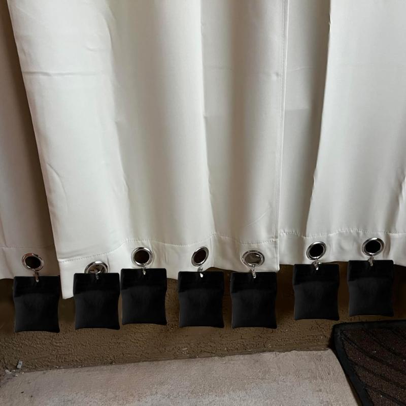 Återanvändbart Självhäftande Vindtätt Gardinfäste Set med 8 stycken med Starka Canvasvikter & Metallklämmor för Utomhusbruk