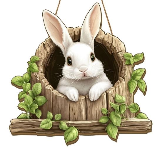 Easter Bunny Sign for Front Door Wooden Farmhouse Indoor Fireplace Window Hanging Wreaths Welcome Banner Decoration for Home Garden Fence