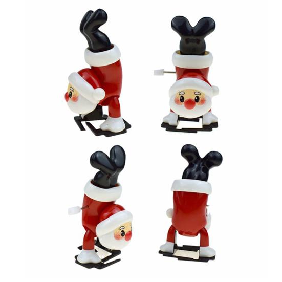 Mini Christmas Wind-Up Toy Bear/Santa Claus/Snowman/Reindeer Clockwork Chain Toy Plastic Running Jumping Movement Figures