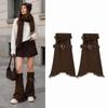 Ghette Gamba Svasata con Fibbia Regolabile Copristivali in Denim Lavato Polsini Stivale Y2K Stile Streetwear