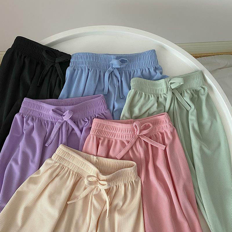 Girls' Ice Silk Wide Leg Pants Summer Korean Children's Loose Pants Baby Elastic Casual Pants