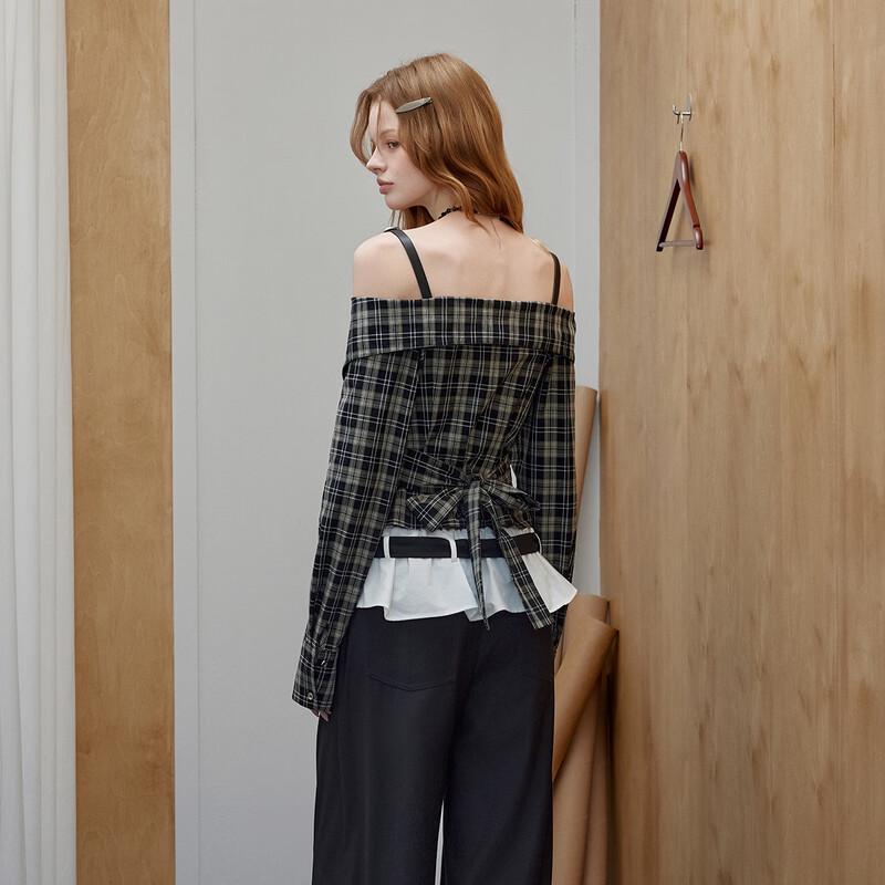 unifree American College Style Irregular Hem Long-Sleeve Shirt