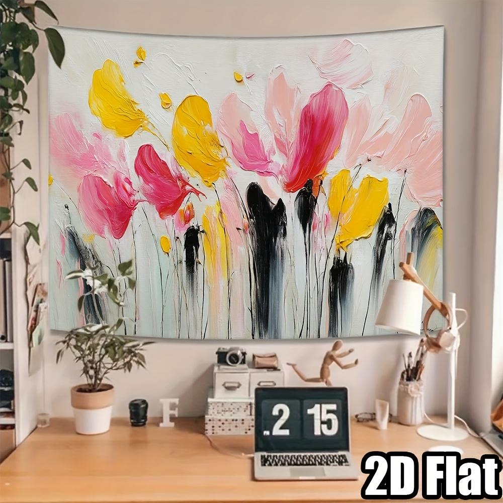 Red and yellow flowers Digital printing polyester wall tapestry suitable for use in living rooms bedrooms offices bars party