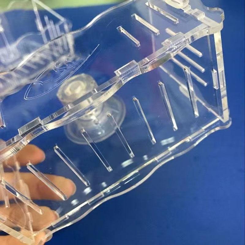 Hängendes Aquarium Kristall Acryl Topf Polka Aquarium Dekoration Wasserpflanzung Zylinder Tasse Futterzubehör mit Saugnapf