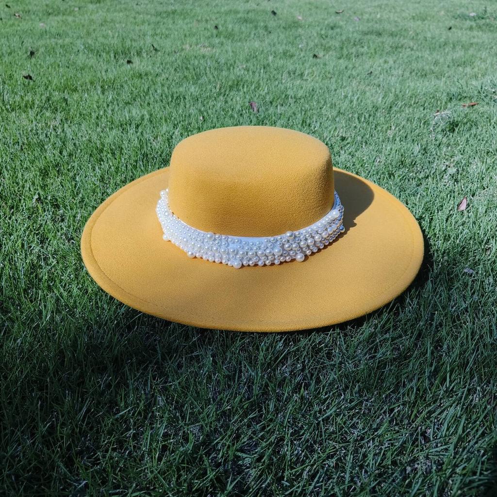 Flat Top French Fedora Classic Men's and Women's Jazz Hat Panama Hat Church Hat Chapeau Femme Hats for Woman