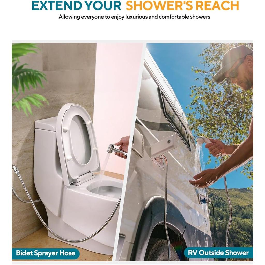 3/2/1.5m Shower Head Tube Flexible Stainless Steel Bathroom Water Head Shower Extension Pipe Encrypted Silver Hose HighQuality