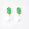 French Baroque Natural Green Agate Cotton Bead Earrings