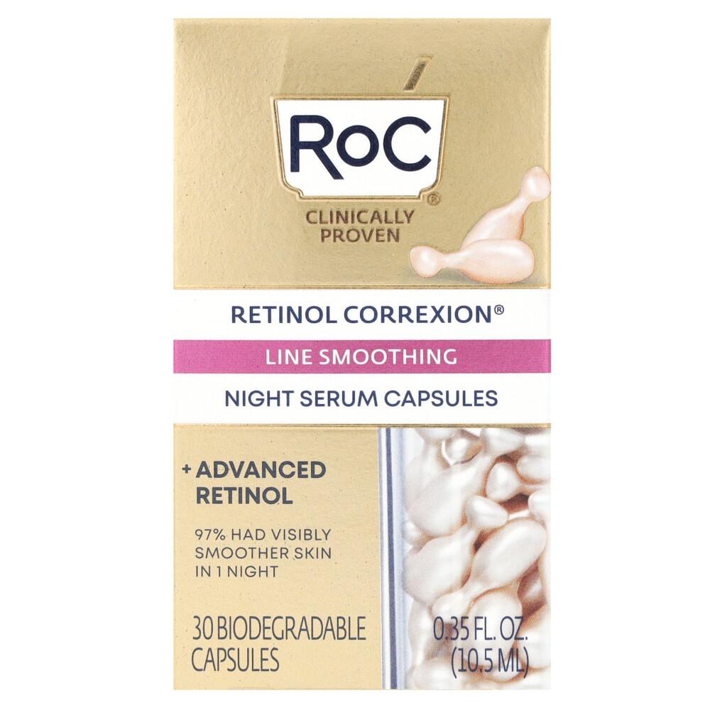 RoC Retinol Correxion Line Smoothing Night Serum Biodegradable Capsules, 30 Count