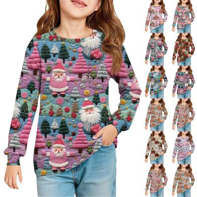 Girls' Long Sleeve Blouse - Round Neck Soft Waist Tunic