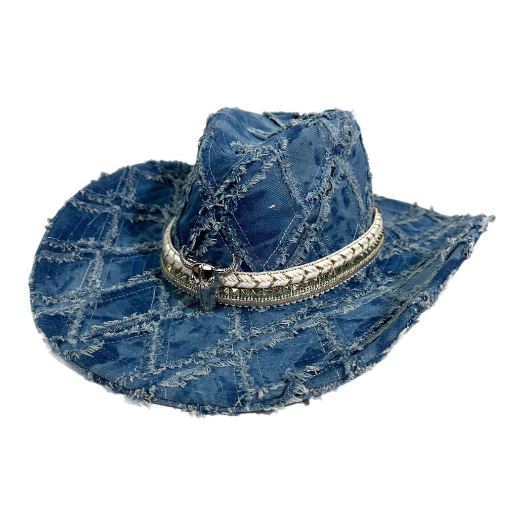 New Western Denim Hat Spring and Autumn Sunshade Sunscreen Bucket Hat Men's and Women's Versatile Basin Hat Tide