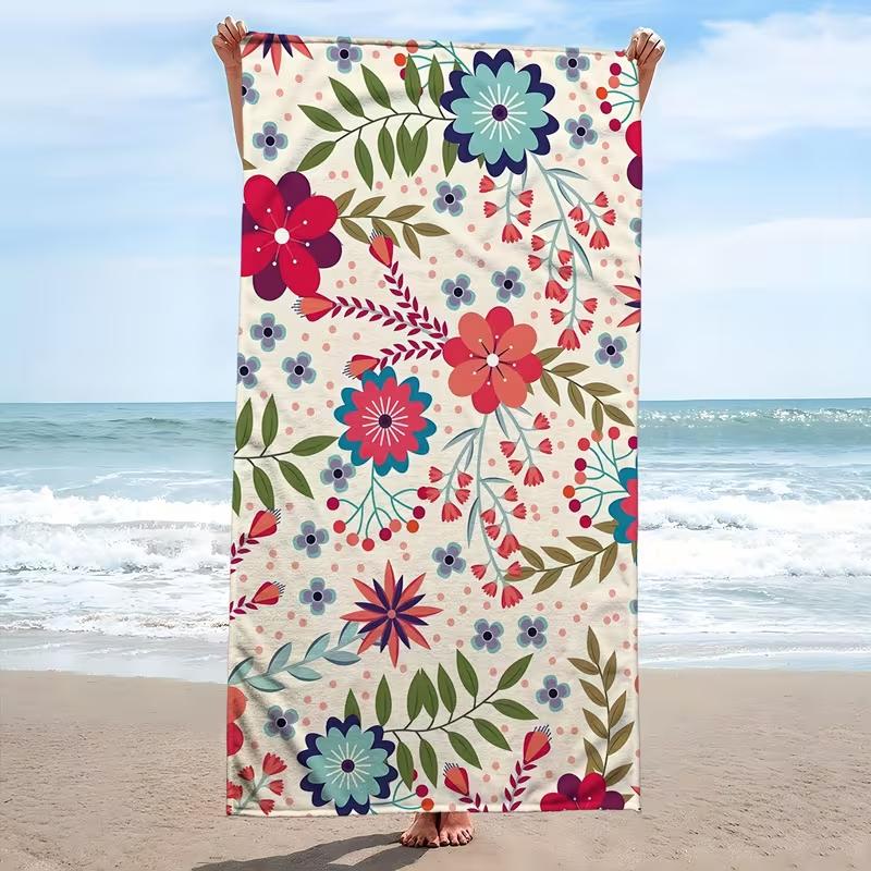Lebendiger tropischer Hibiskusblumen-Druck Strandtuch Sandfrei Schnelltrocknend Saugfähige Stranddecke für den Sommerurlaub am Strand
