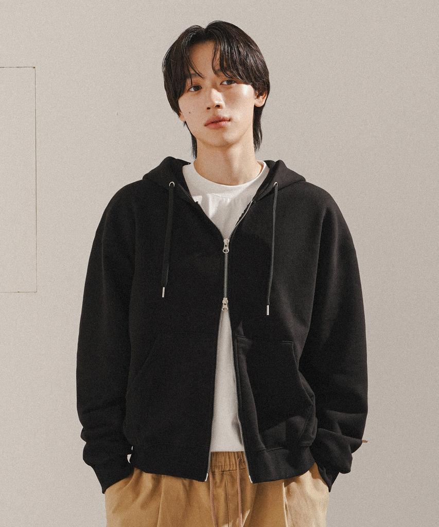 Jemut [2Pack] Day Cut Crop Oversized Zip-Up Hoodie Kjhd2650 (B Type)