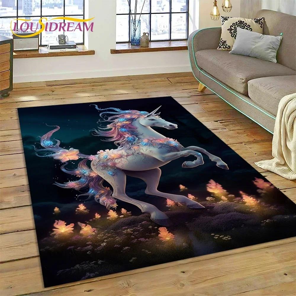 3D Cute Dream Unicorn Cartoon Girl Carpet Rug for Bedroom Living Room Home Sofa Decoration,Children Game Large Decor Floor Mat
