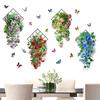 3D Design Wall Sticker Multicolor Flower & Butterfly Mural Art Self-adhesive Flower Basket Beautifual Decals Entrance Hall