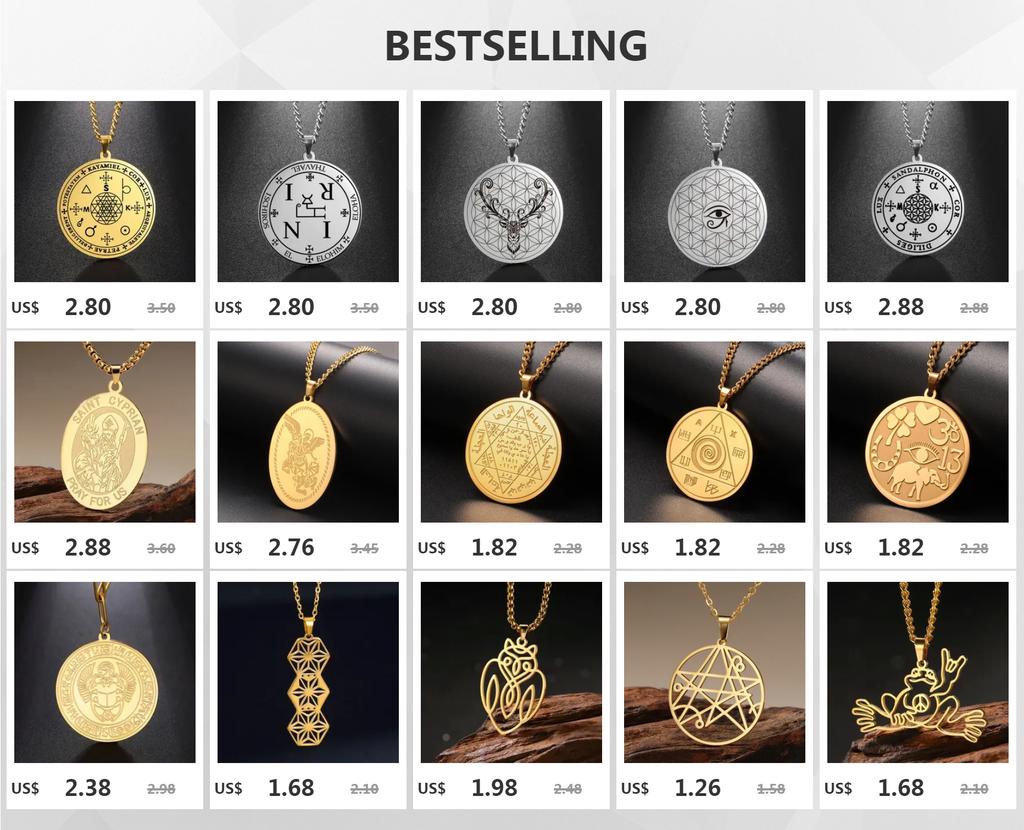 Dawapara Seal of Archangel Raziel Secret of God Amulet Pendant Necklace Sefer Raziel HaMalakh Talisman Stainless Steel Jewelry