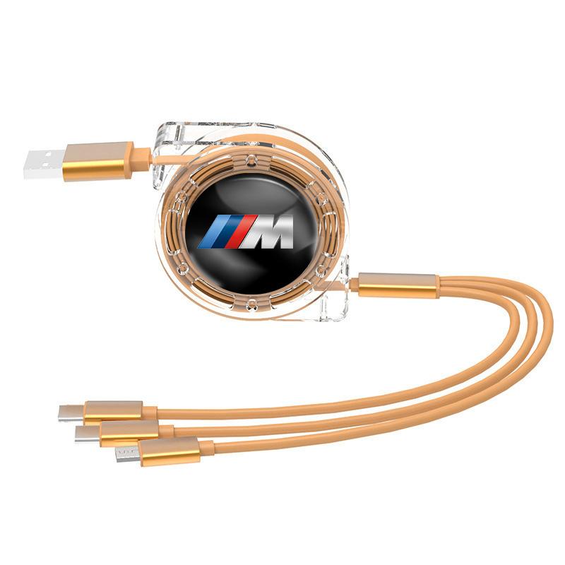 XZFG7 Car Fast Charging Micro USB Type-C 3-in-1 Data Cable For BMW X1 X2 X3 X5 X4 X6 X7 G30 G20 G32 G11 G12 F40 F30 F20 F10 F34 F07