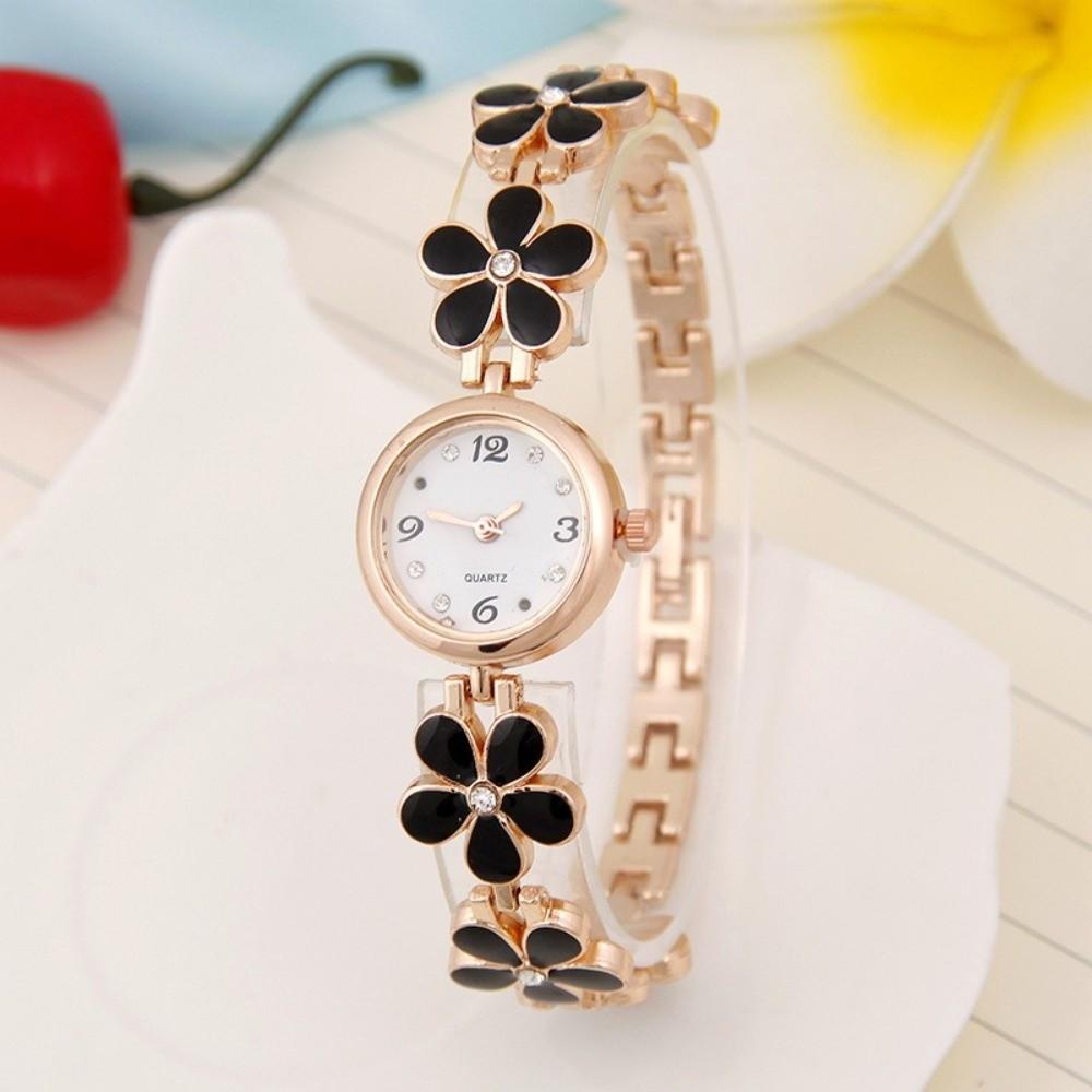 Fashionable Multi Color Women's Quartz Watch Five-Leaf Flower Small & Delicate Ladies Watch Floral Design Watch Perfect Gift