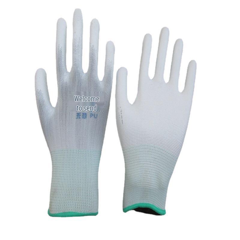 Xingda PU Anti-static White Nylon Breathable Anti-slip Dust-free Palm Gloves