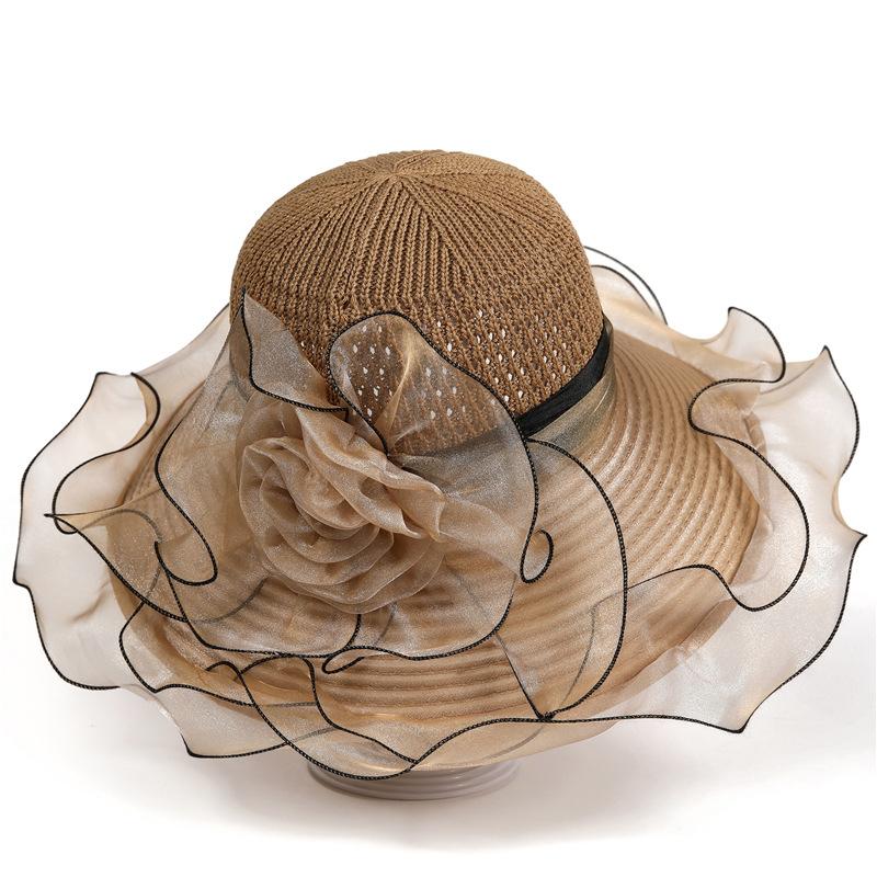 Summer New Hat Ladies Sunscreen Hat Elegant Mother High Sense Sunshade Top Hat Breathable Organza Bucket Hat
