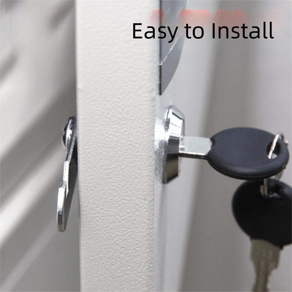 Portable Single Open Cabinet Lock Metal Cabinet Silver Door Lock Easy Replacement with 2 Keys Cam Lock Cabinet