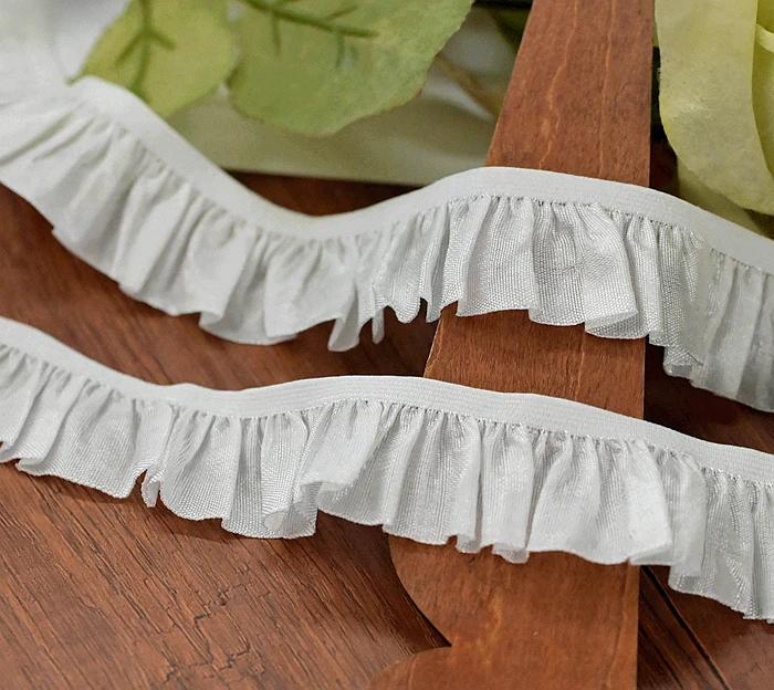 21 Color Stretchy Ealstic Ruffle Pleat Dance Shirt  1.5-2.5cm Wide Skirt Dress Edging Lace Trim Ribbon 10 Meters