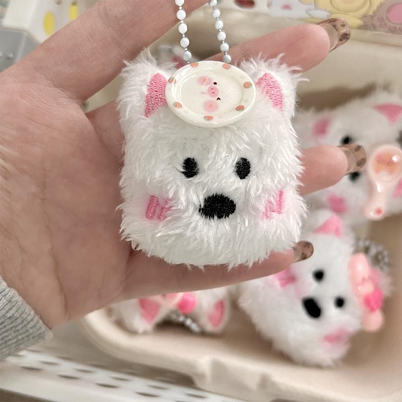 Kawaii šéfkuchař West Highland štěně klíčenka roztomilý kreslený plyšový přívěsek na klíče panenka plyšový držák na klíče taška přívěsek dekorace dárky pro páry