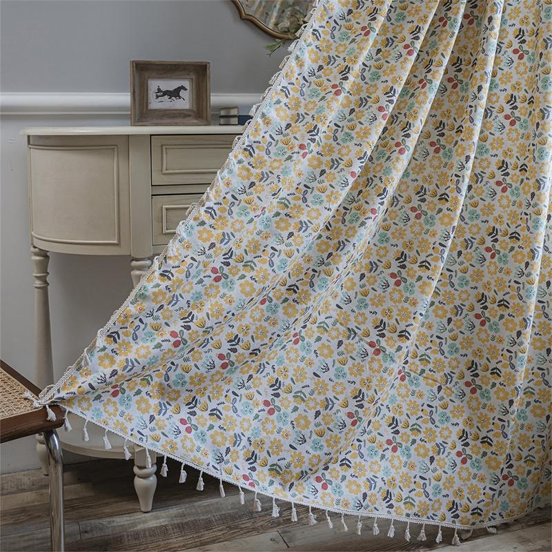 Luxury Striped Linen-Cotton Curtains - Hand-Knotted Tassel Valance for Boutique Kitchens & Bay Windows Certified Semi-Sheer Light Diffusion Panels