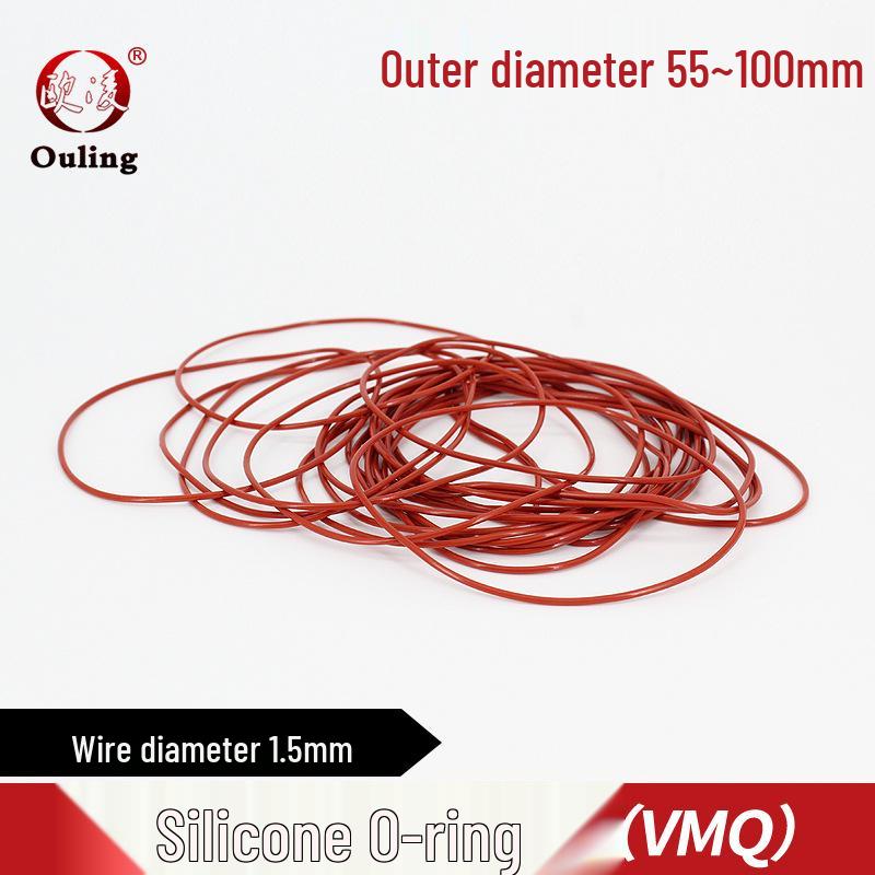 Red Silicone O-Ring Seals - Multiple Sizes (55-100mm) 55*1.5mm (1 piece) Red Silicone O-Ring