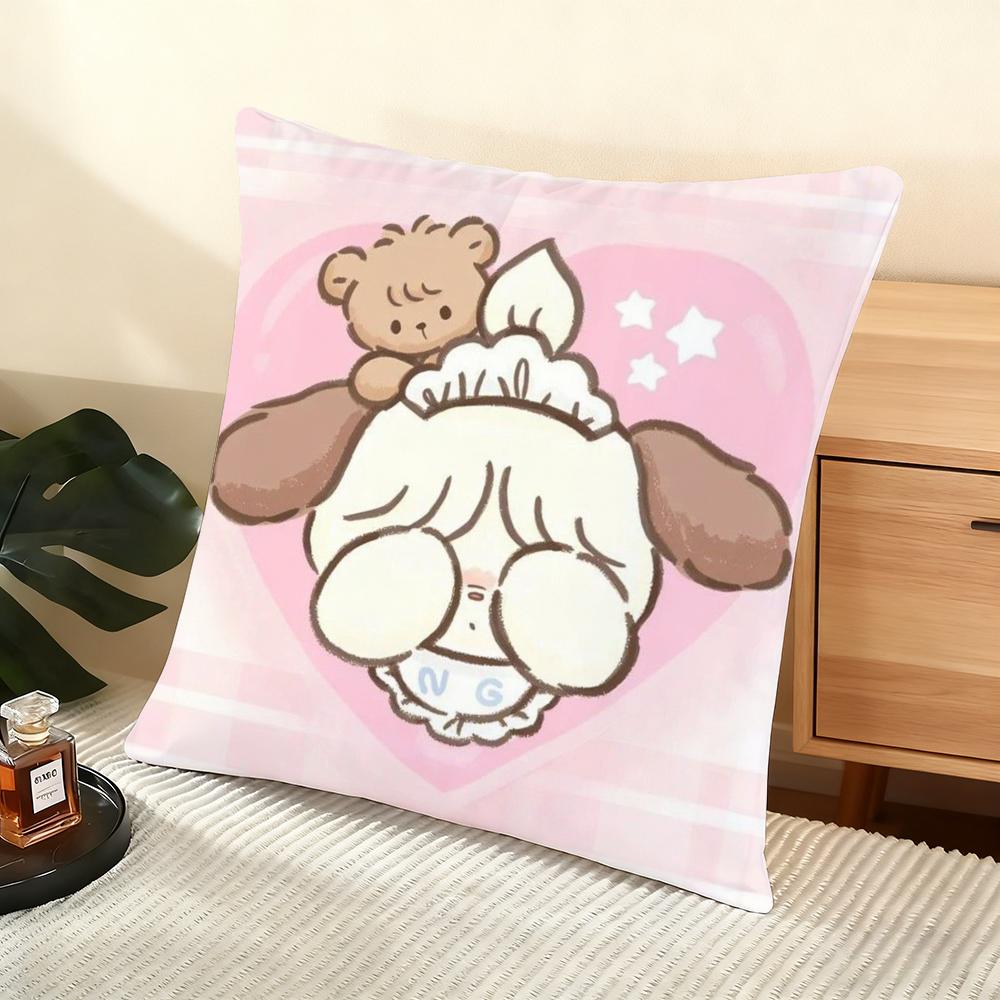 M-Mikkos Illustration Cushion Cover Soft Short Plush Pillow Cover Smooth Cozy Texture Aesthetic Cushion Case Home Decor