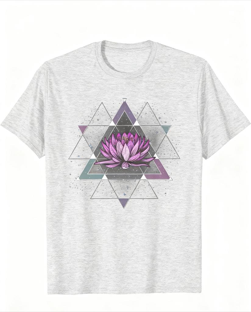 Mystische Lotus Geometrisches T-Shirt Spirituelles Grafik-T-Shirt für Meditation Mystik-Enthusiasten Yoga Meditation Heilig Unisex-T-Shirt