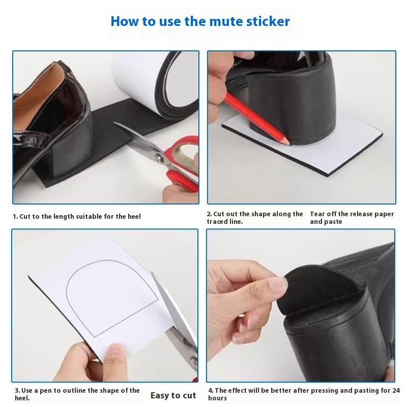 Selbstklebendes Schuhsohlen-Reparaturband in verschiedenen Breiten, Anti-Rutsch-Geräuschreduzierung für High Heels, Sneakers und Sandalen