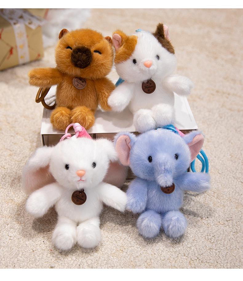 Multicolor Animal Plush Toy Charm: Panda, Sloth, Kitten, Duck, Pig, Raccoon - Small Pendant Bag Accessory