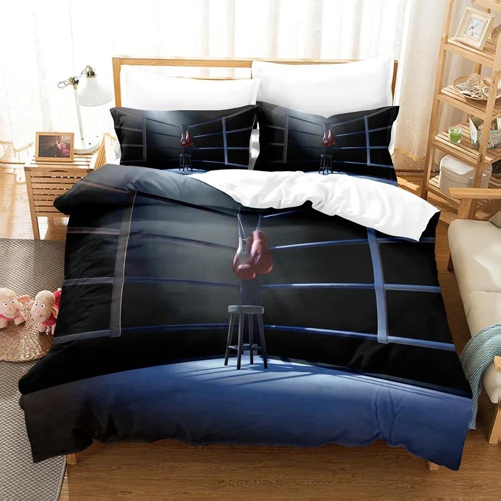 3D Printed Boxing Beding Set Soft Duvet Cover Bedrom Warm Comforter Covers Single Twin King-Sized Dimensionsd Dimensions Comfortable Quilt Cover Home