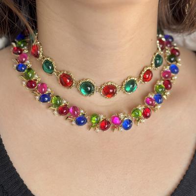 Medieval Vntage Fashion Necklace Oker Retro Court Style Collarbone Chain Light Luxury Jewelry Women