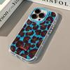 Blue Plush Leopard for Apple 16 Creative for IPhone15pro Phone Case Cream Feather for Huawei 14 Rong