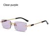 Retro Rimless Sunglasses for Women Men Trendy Frameless Rectangle Sun Glasses Retro Shades Fashion Summer Travel UV400 Eyewear