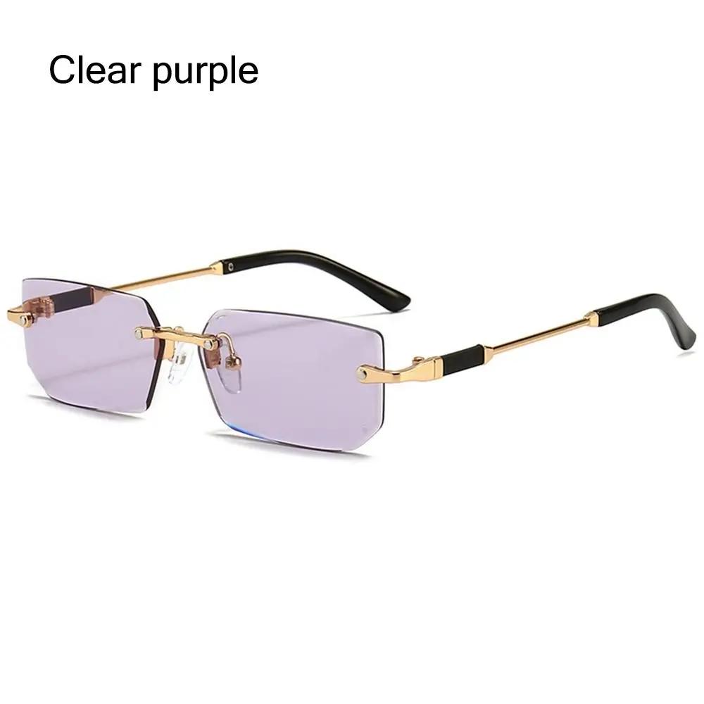 Retro Rimless Sunglasses for Women Men Trendy Frameless Rectangle Sun Glasses Retro Shades Fashion Summer Travel UV400 Eyewear