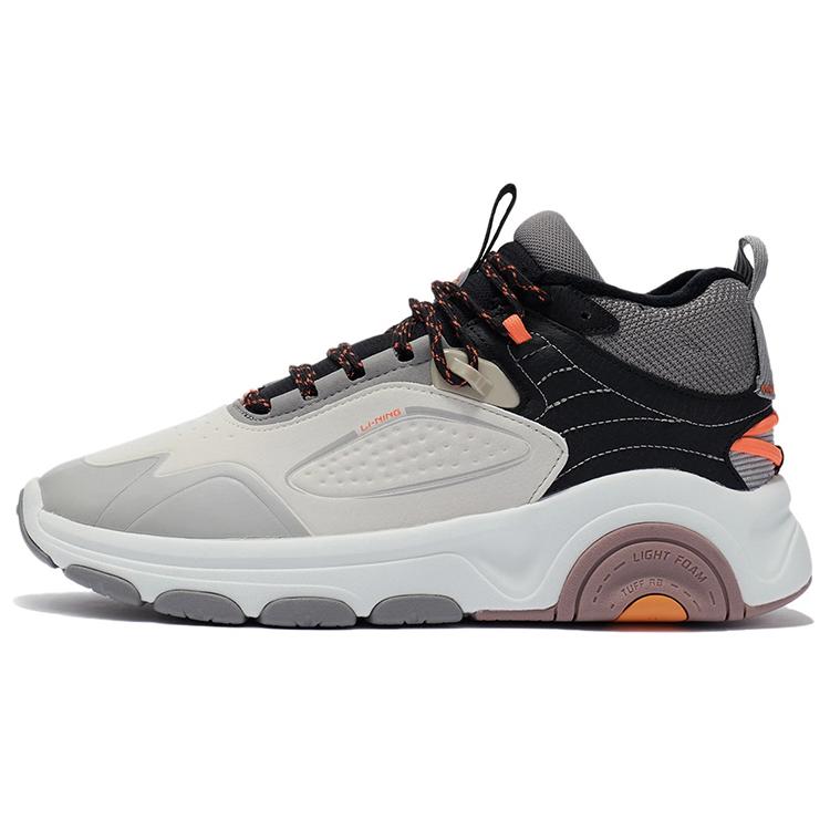 

Li Ning Warm Front Trendy Leather Cushioning Slip Resistant Abrasion Resistant Thermal Rebound Mid top Running Shoes AGLR239-1 43