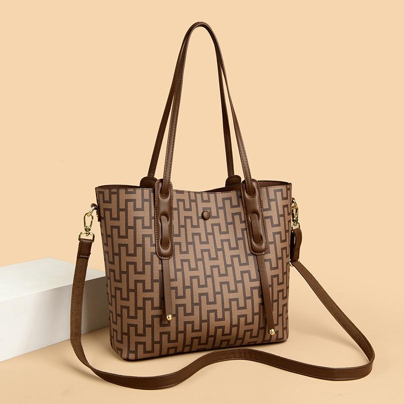 Vintage bedruckte Damen-Tragetasche, neue große Unterarm-Schultertasche, modische Handtasche für Mütter.