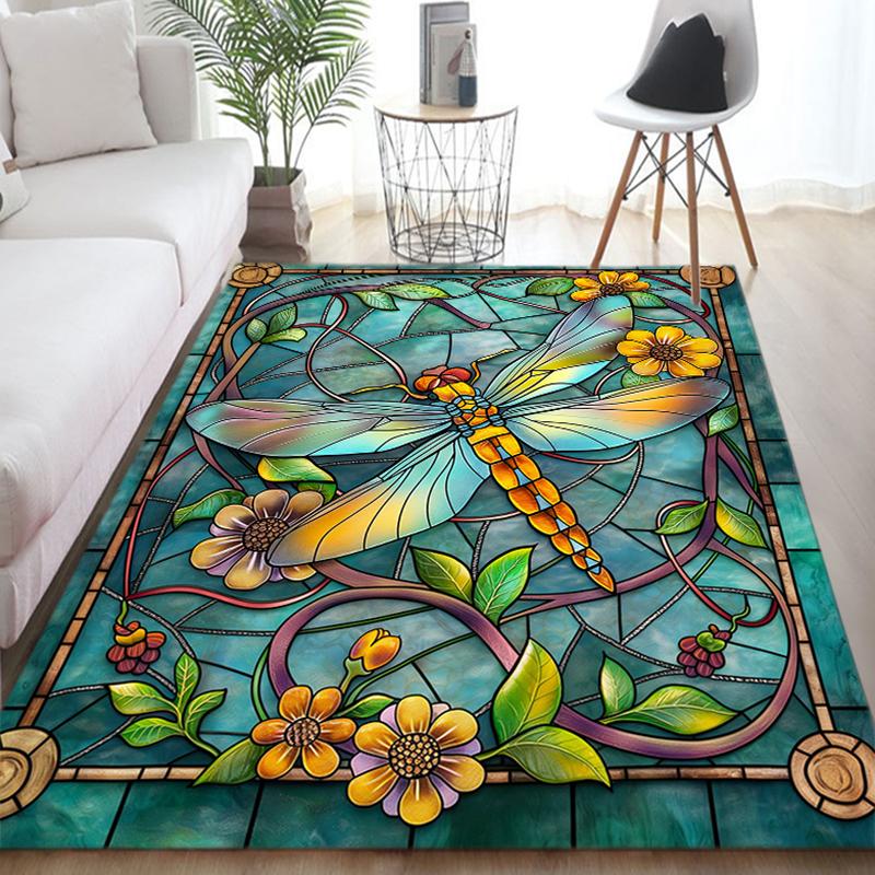Tappeto Quadrato con Libellula Tappeto Antiscivolo per Soggiorno, Camera da Letto, Studio, Decorazione Corridoio, Perfetto per Decorazione Casa o Regali di Festa