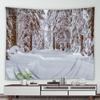 Winter Woods Snow Print Pattern Tapestry Home Bedroom Living Room Dormitory Wall Decor Background Cloth Tapestry