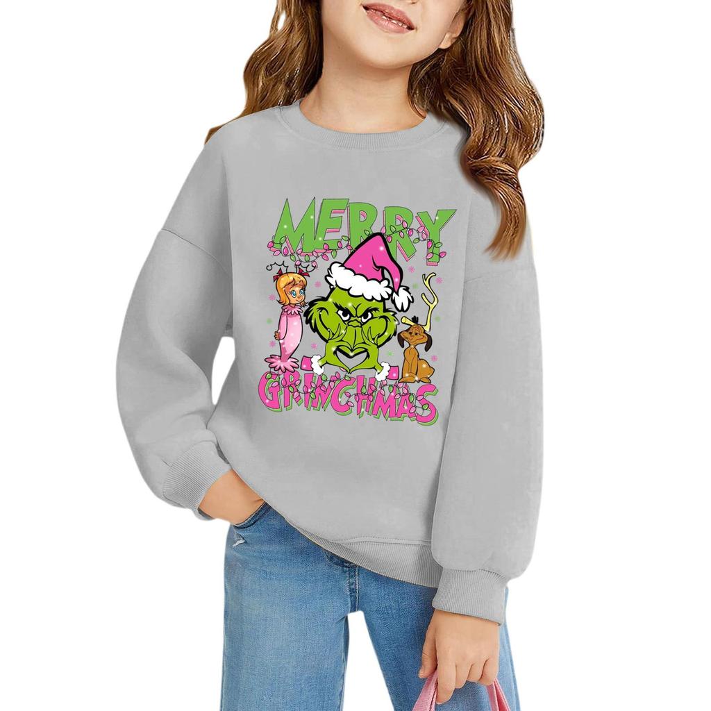 Julegenser for jenter med rund hals til barn, trykte babytopper