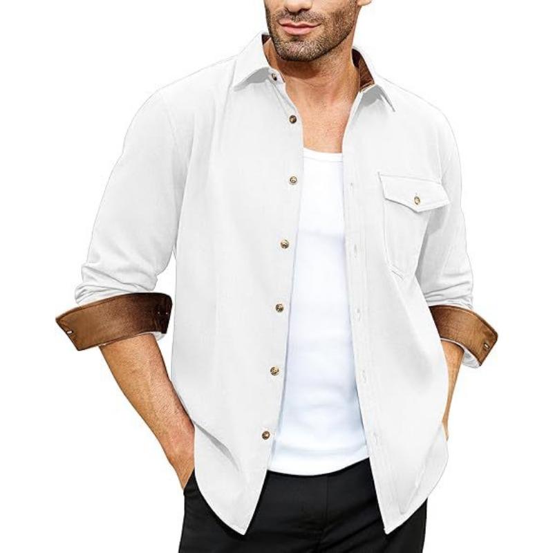 

Осенняя однотонная мужская рубашка с длинными рукавами и простым воротником для повседневного отпуска XS белый