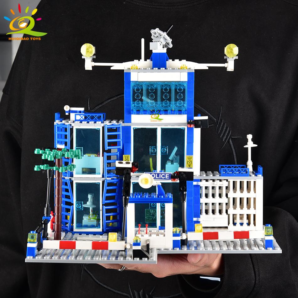 750PCS City Police Station Trucks Car Building Blocks with 10 Policeman Model Bricks Construction Toy for Children Gift