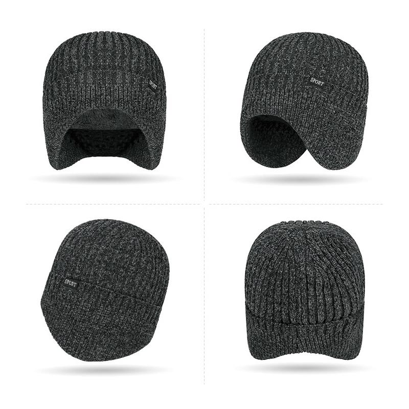 Two-Piece Hat Set Winter Ear Protection Wool Cap for Men Women Cycling Windproof Knitted Velvet Thick Warm Coldproof Neck Cap with Scarf