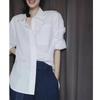 Frühlings Damen Weißes Baumwollhemd - Lässige lockere Passform, High-End-Stil, Pendlerbekleidung