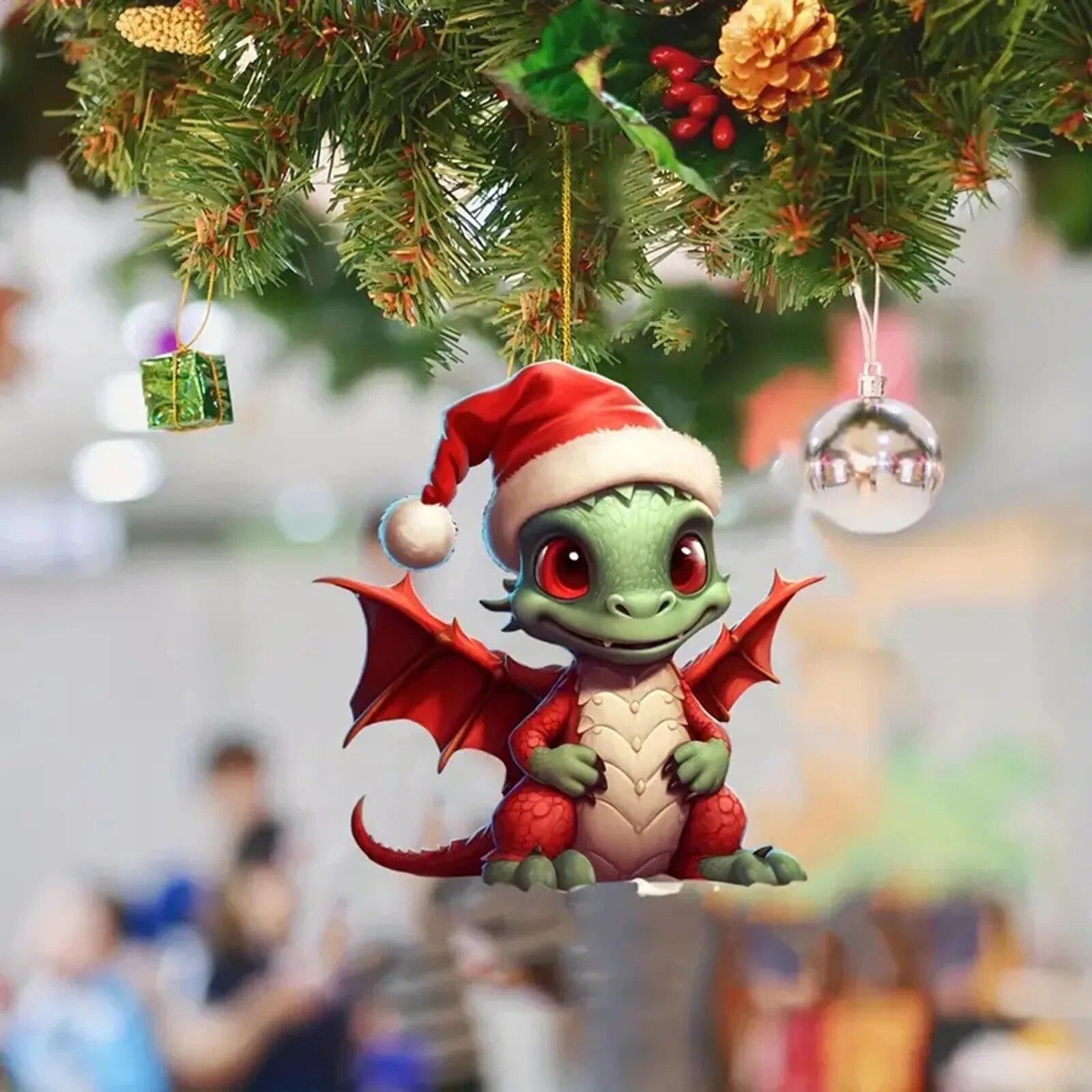 

2D акриловое рождественское детское яйцо дракона, подвесное украшение, украшение для рождественской елки, рождественский кулон, украшения для вечеринки, домашний декор C