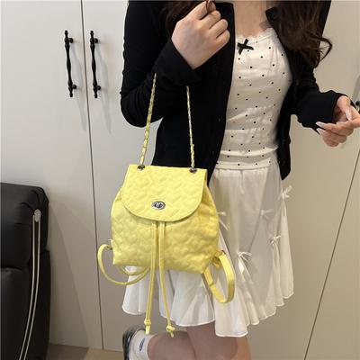 Love Rhombus Chain Backpack Women's 2025 New Fashion Korean Version Casual Backpack Shoulder Bucket Bag