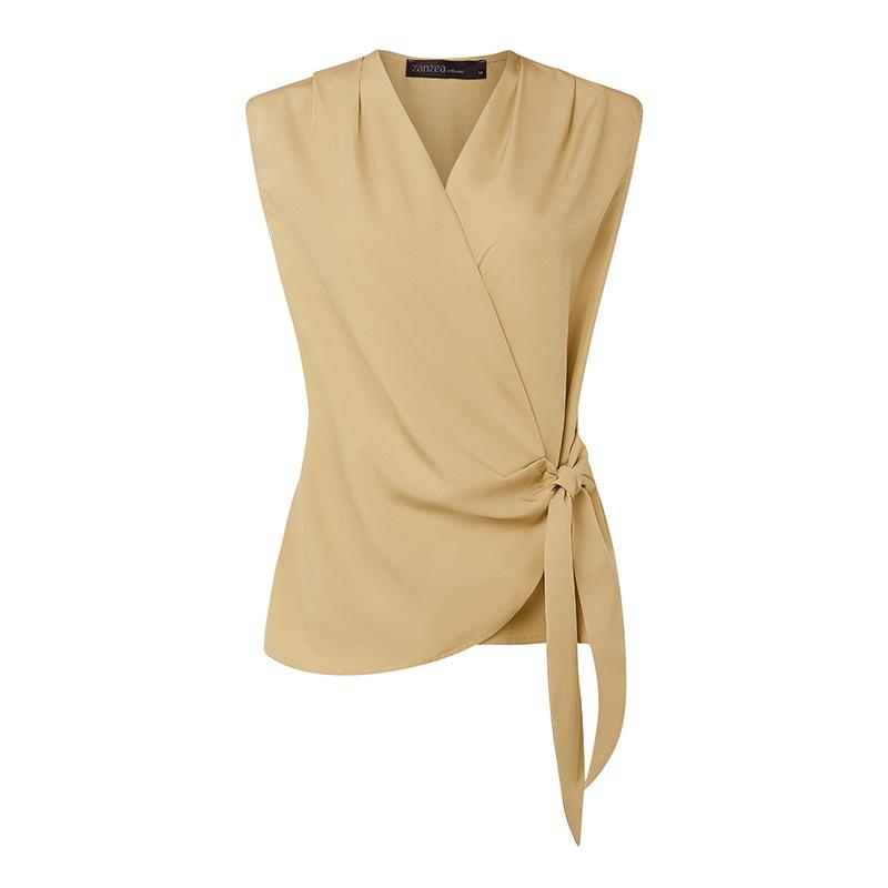 

ZANZEA Женские повседневные летние топы-безрукавки с V-образным вырезом и боковой шнуровкой 3XL