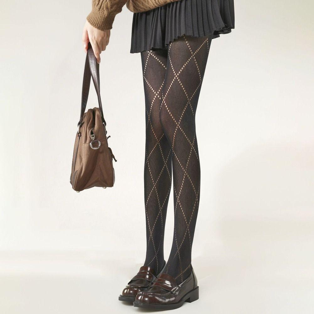 Jacquard Knitted Pantyhose High Elastic Leggings Sexy Slim Stockings  Female Lingerie